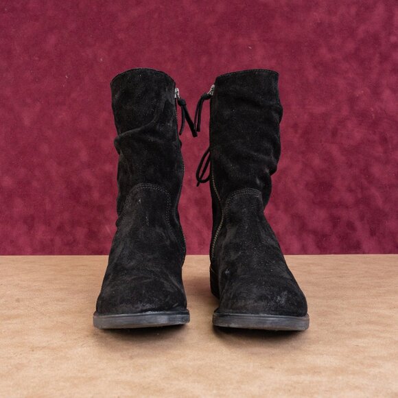 Sofft Women Sharnell Low Distress Black Suede Back Lace-up Mid Calf boots sz 6 - Picture 2 of 8